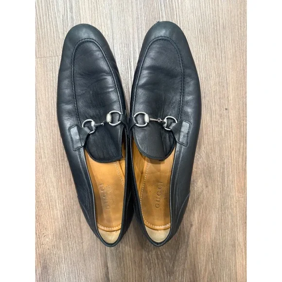 Gucci Mens Black Leather Horsebit Loafers Silver Hardware Made in Italy 12.5 - Picture 6 of 10